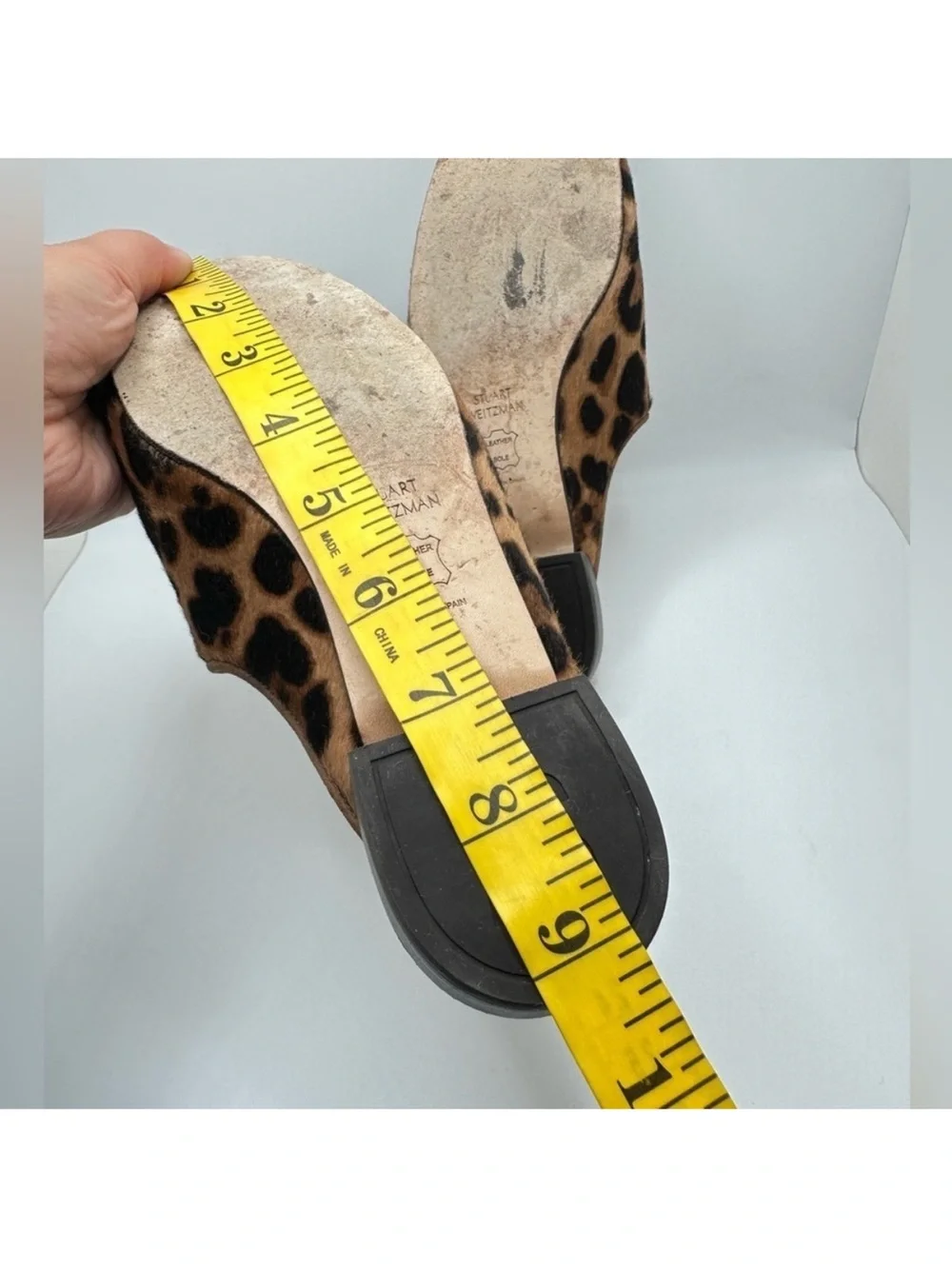 Stuart Weitzman Leopard Print Slip-On Mules - Tan/Black
